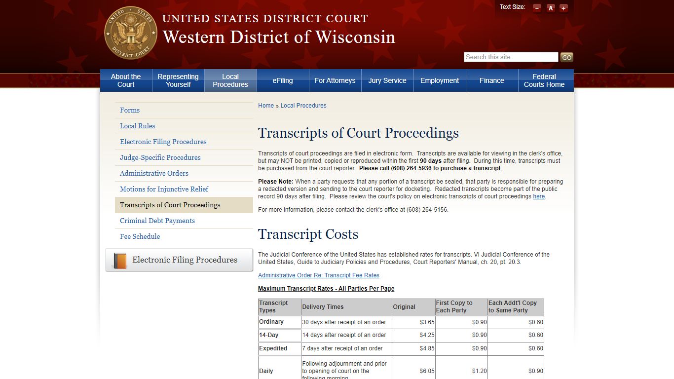 Transcripts of Court Proceedings | Western District of Wisconsin ...